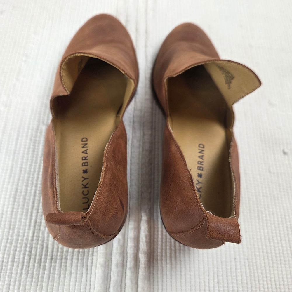 Lucky Brand Macce Brown Leather Ankle Booties Women 8.5 Low Heel LP-MACCE - Picture 3 of 11